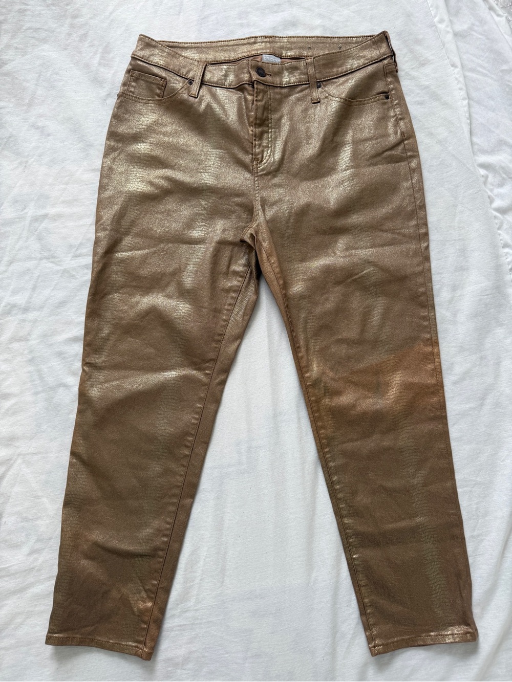 Chico's Metallic Bronze Straight-Leg Jeans